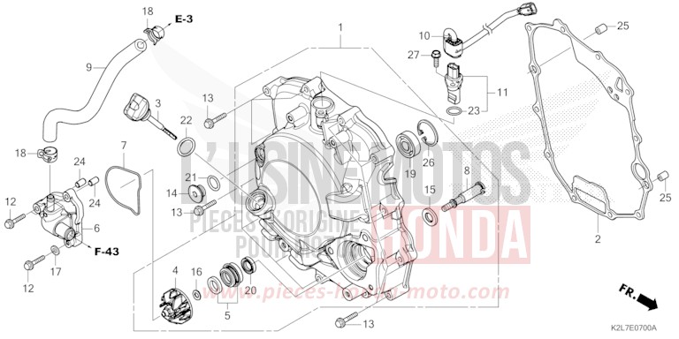 RIGHT CRANKCASE COVER/WATER PUMP for ADV 350 PEARL FALCON GRAY (NHC61) from 2024
